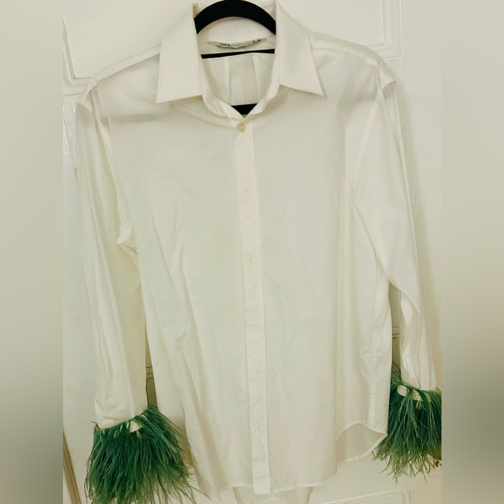 Zara Limited Edition Feather Poplin Shirt